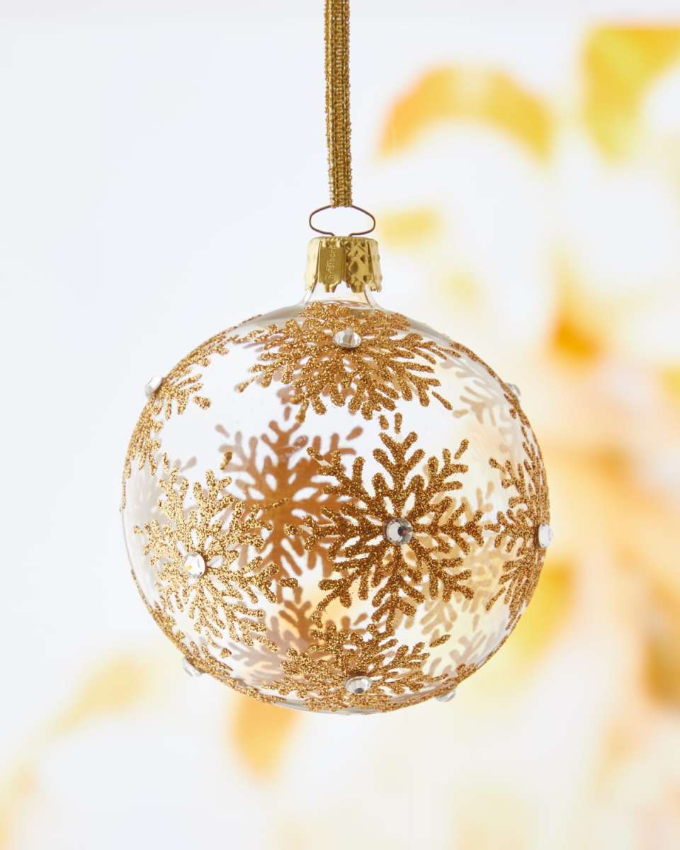 White & Gold Glass Christmas Ornament